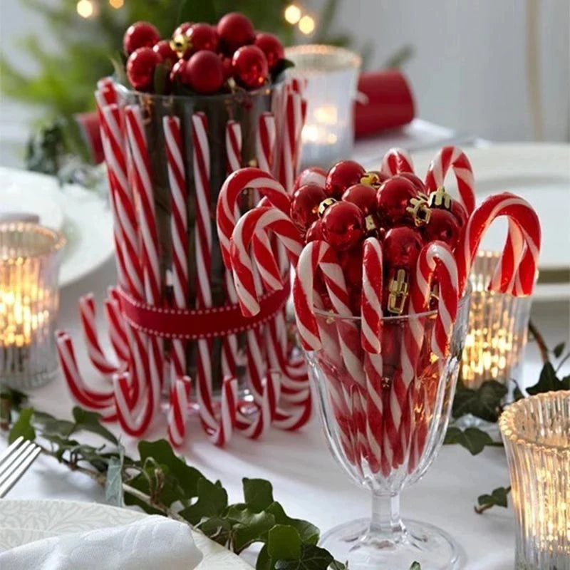 6pcs Christmas Candy Cane Pendants Red Candy Crutch Xmas Tree Hanging Decoration For Home New Year Gifts Navidad Noel Ornaments