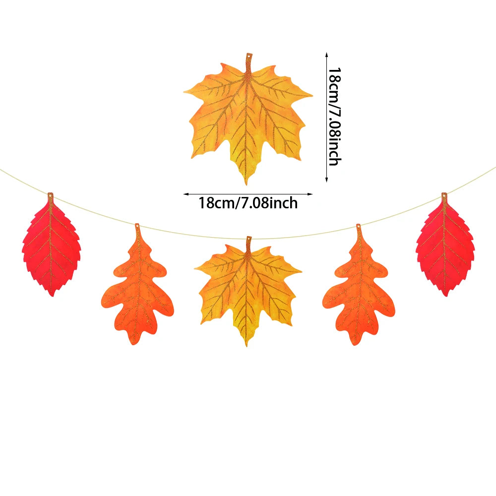 Hello Autumn Thanksgiving Decoration Happy Fall Banner Maple Leaf Cake Toppers Pumpkin Honeycomb Wall Fireplace Hanging Ornament