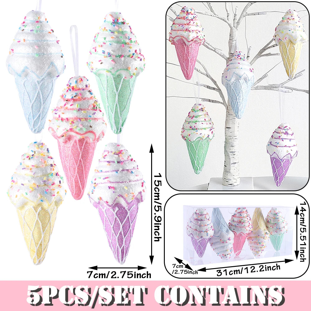 Mix Cute Candy Donuts Cupcake Ice Cream Cone Christmas Ornaments Kit Christmas Tree Hanging Decorations Gifts Navidad Natal