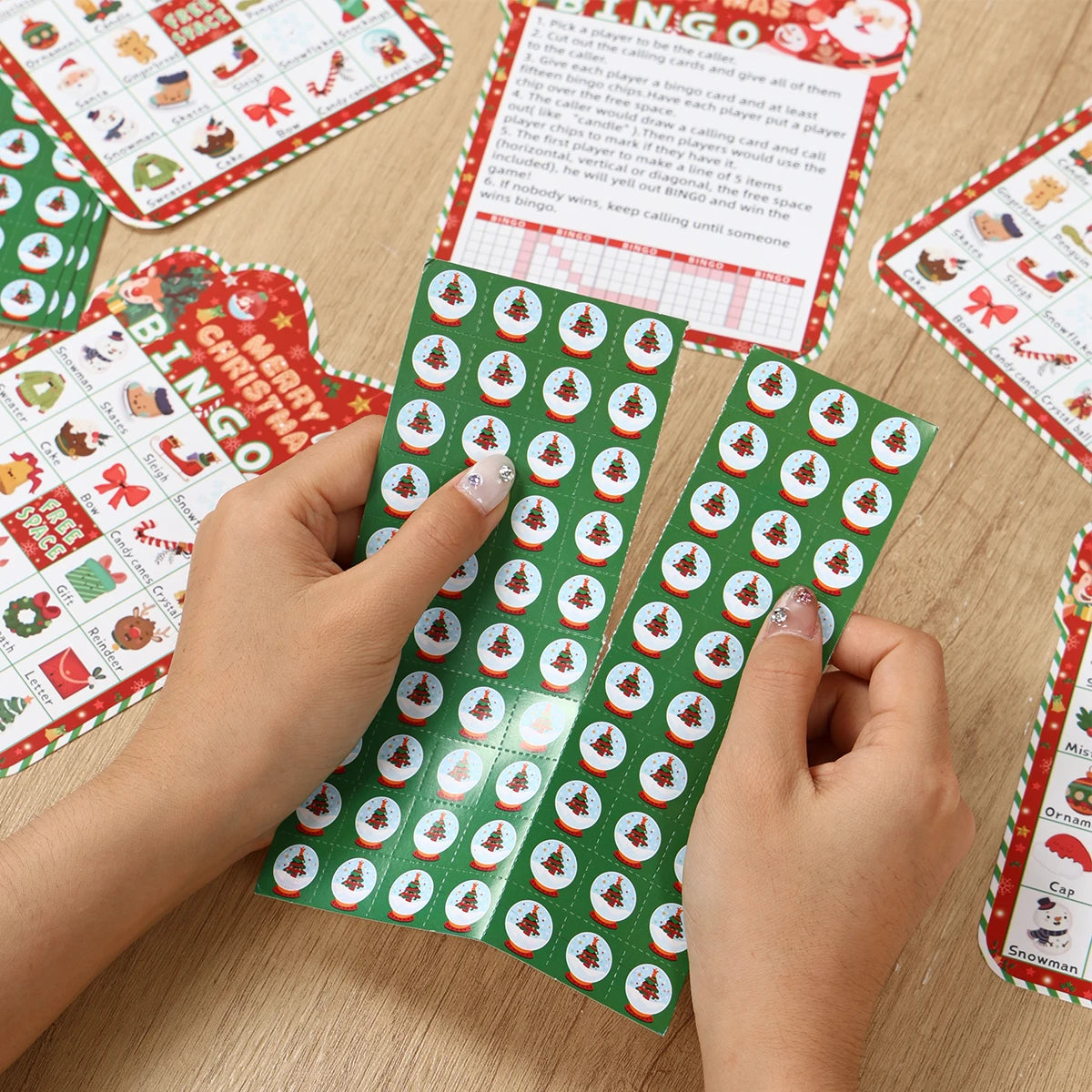 Christmas Cartoon Bingos Game Cards Merry Christmas Decoration for Home 2025 Bingo Game Set Navidad Natal New Year Gift 2026