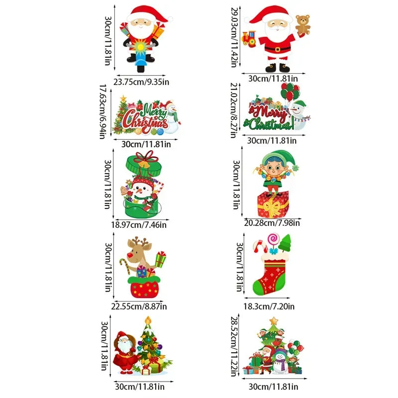 Merry Christmas Decor Door Hanging Banner Santa Claus Snowman Elf Couplet Party Yard Front Door Ornament Xmas Gift