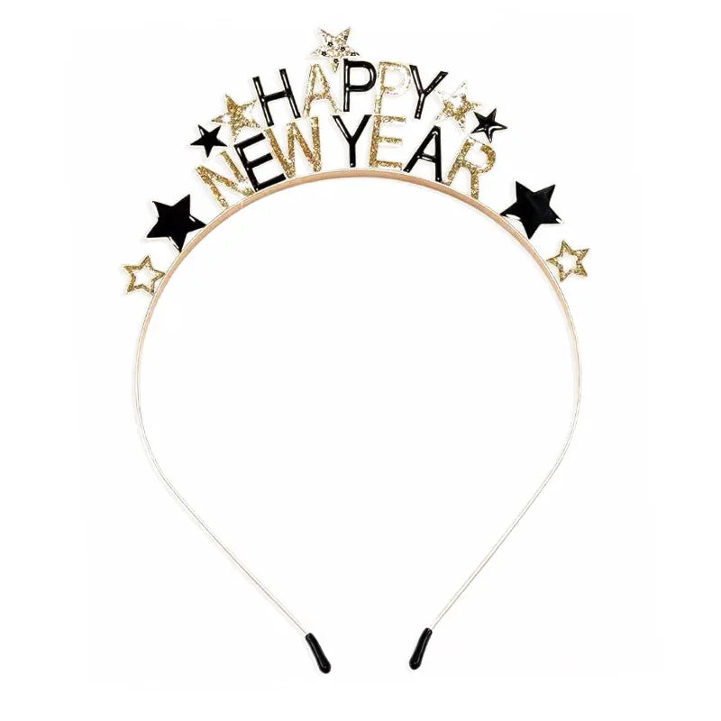 1pcs Happy New Year Headbands for Women Men Girls Boys Rhinestone Headband Eve Party Supplies