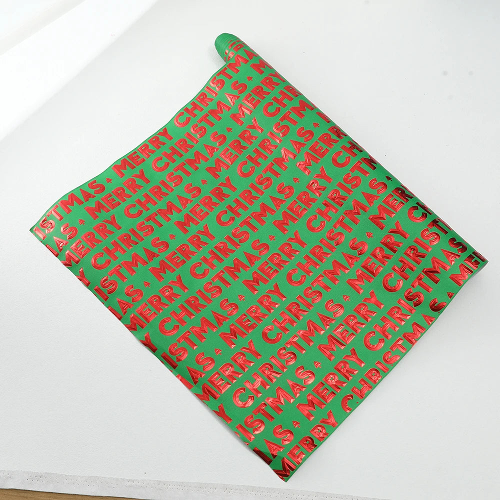1 Roll Marry Christmas Themed Gift Wrap Paper - High-Quality Christmas and Holiday Merry Christmas Gold Stamping Text Design