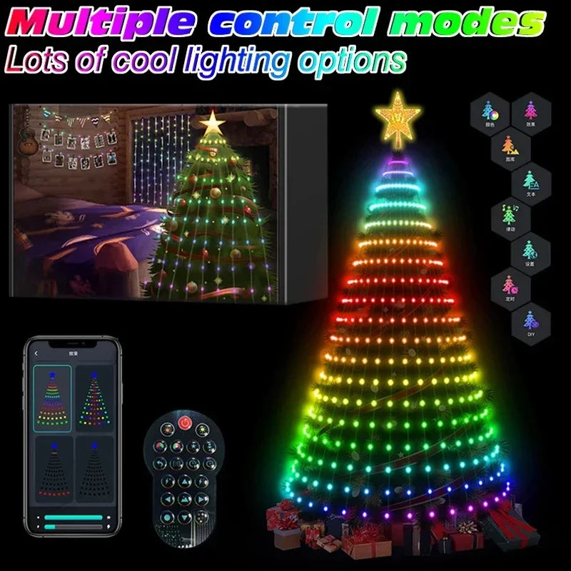 Christmas Decorations Tree Led Lights String Application DIY Image LED RGB IC Fairy Bluetooth Control