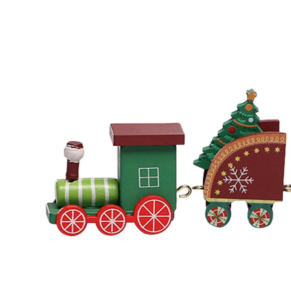 Christmas Wooden Mini Train Decor Set Christmas Train Ornament Toys Xmas Table Top Ornament Christmas Decorations Gift