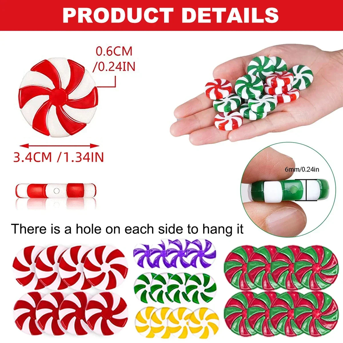 Christmas Decorations 2024 Plastic Christmas Candy Hanging Ornaments for Home Party Xmas Tree Decors New Year Navidad Supplies