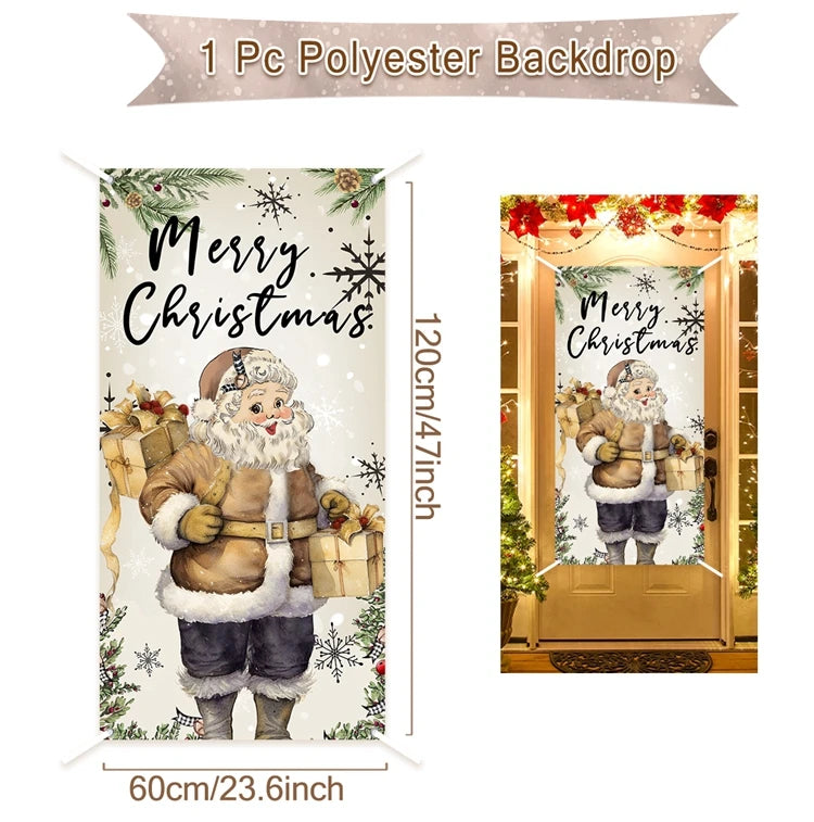 Merry Christmas Hanging Flag Christmas Decorations For Home 2024 Christmas Door Banner Xmas Gifts Navidad Happy New Year 2025