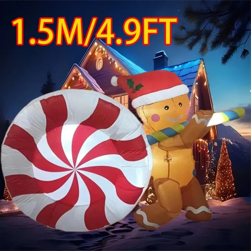 Christmas Inflatable Style Decoration Built-in LED Lights Inflatable Model Outdoor Ornament Xmas Party New Year Garden Decor