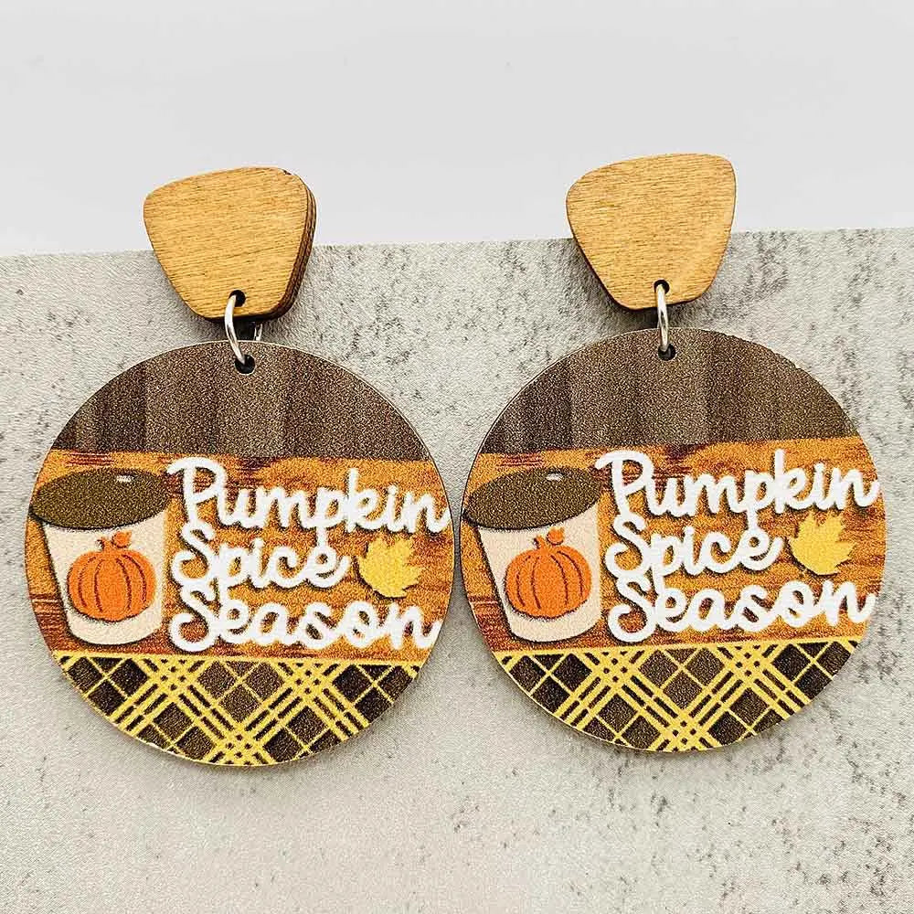 Autumn Thanksgiving Earrings Turkey Pumpkin Maple Leaf Wooden Earrings Women's Thanksgiving Festival Jewelry
