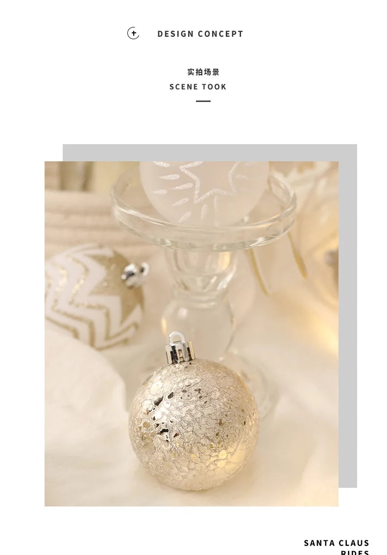New Christmas Decorations 16 Champagne Gold White Ball Ornaments Christmas Tree Hanging Decorations Home Party Decorative Pieces
