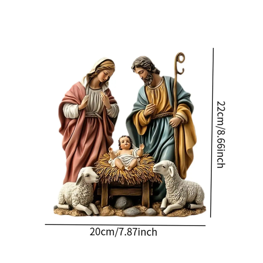 Nativity Scene Figurine Christmas Decoration Desktop Decor Festive Nativity Figurine Display Set for Living Room Holiday Gift