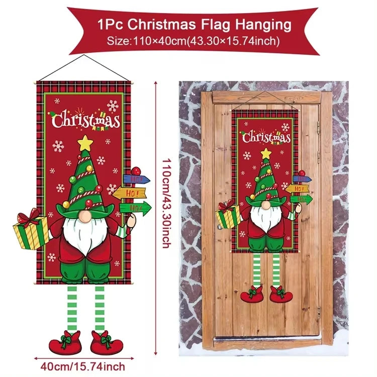 Merry Christmas Hanging Flag Christmas Decorations For Home 2024 Christmas Door Banner Xmas Gifts Navidad Happy New Year 2025