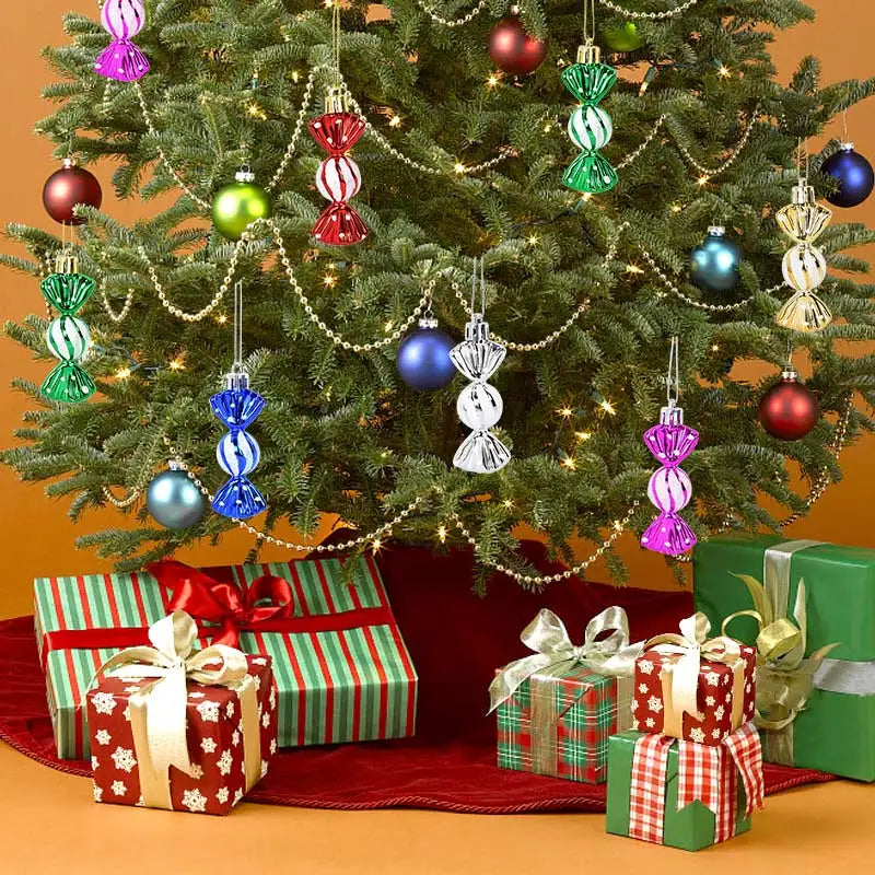 6pcs Christmas Candy Cane Pendants Red Candy Crutch Xmas Tree Hanging Decoration For Home New Year Gifts Navidad Noel Ornaments