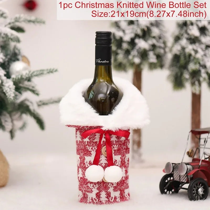 Christmas Wine Bottle Cover Merry Christmas Decorations For Home 2025 Cristmas Ornament Xmas Navidad Gifts Happy New Year 2026