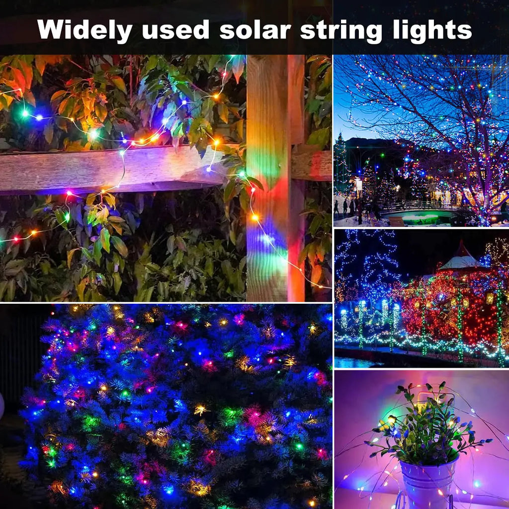 7M/12M/22M/32M/42M Solar Christmas String Lights IP65 Waterproof Christmas tree lights 8 modes Halloween Party Fairy Lights