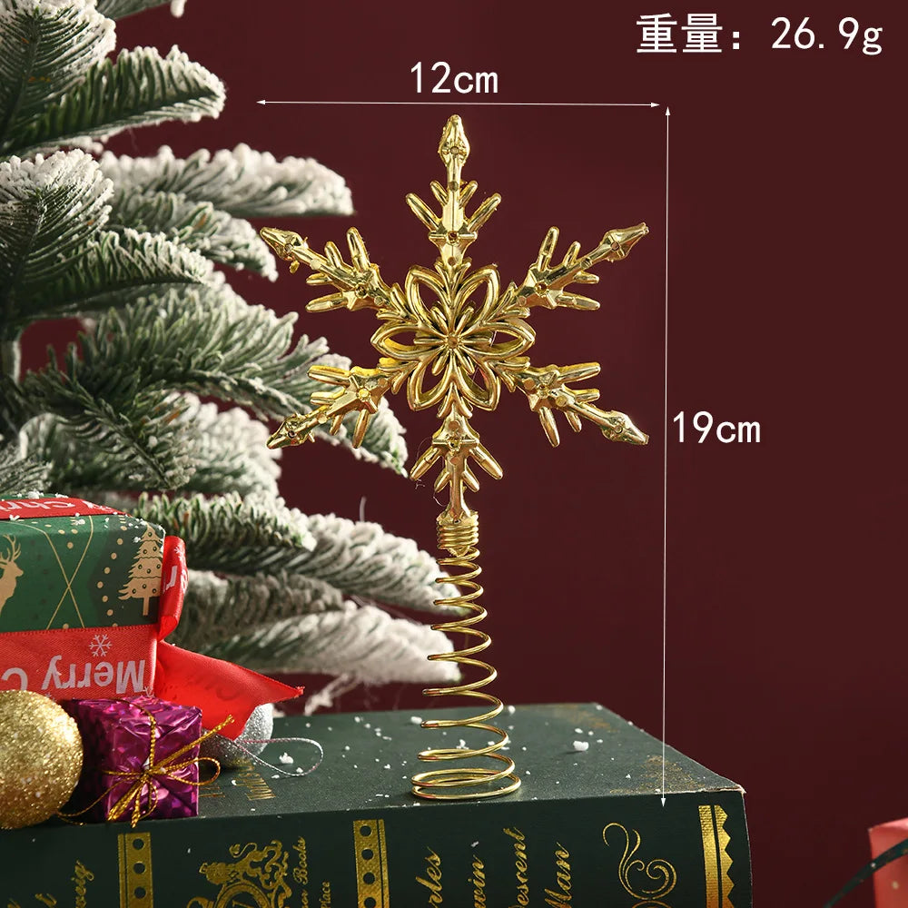 Gold Glitter Christmas Tree Top Iron Star Christmas Decorations For Home Xmas Tree Ornaments Navidad New Year 2024 Natal Noel