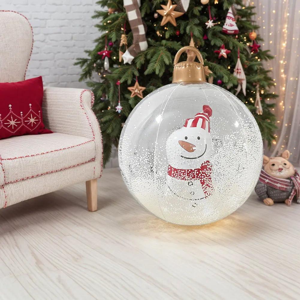 60cm Inflatable Christmas Ball With Light Santa Claus Snowman Christmas Tree Giant Big Large Christmas Balls Ornament Xmas Decor