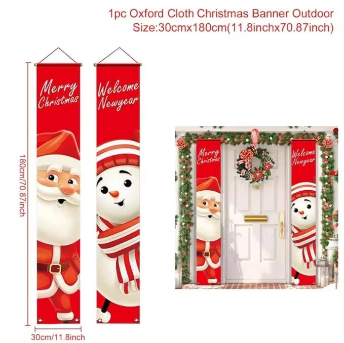 Christmas Hanging Door Banner Merry Christmas Decorations for Home Xmas Navidad Noel Natal Door Decor Happy New Year Gifts 2025