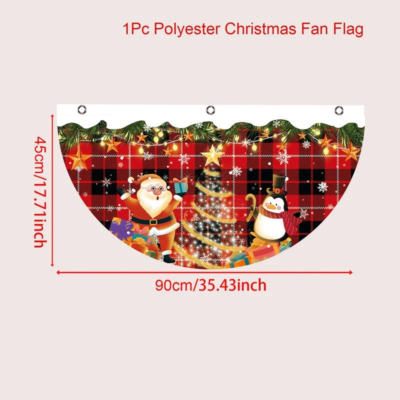 Christmas Outdoor Fan-shaped Flag Banner Merry Christmas Decoration for Home 2024 Xmas Ornament Navidad Natal Noel New Year 2025