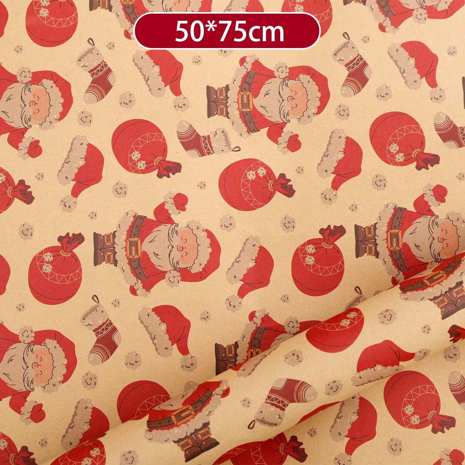 Christmas Kraft Wrapping Paper Cartoon Xmas Tree Santa Claus Gifts Packaging Paper DIY Craft Home Party Decoration Background