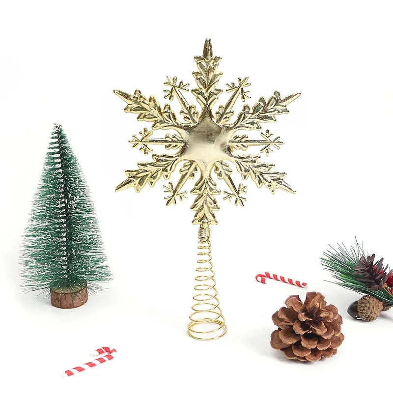 Gold Glitter Christmas Tree Top Iron Star Christmas Decorations For Home Xmas Tree Ornaments Navidad New Year 2024 Natal Noel