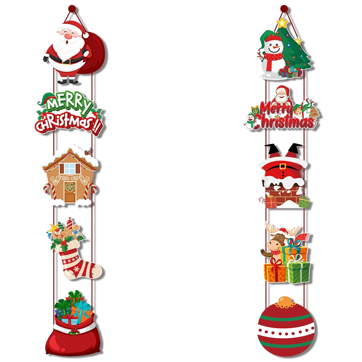 Merry Christmas Hanging Flag Porch Door Banner Santa Claus Snowman for Home Ornaments Door Decoration Supplies New Year Decor