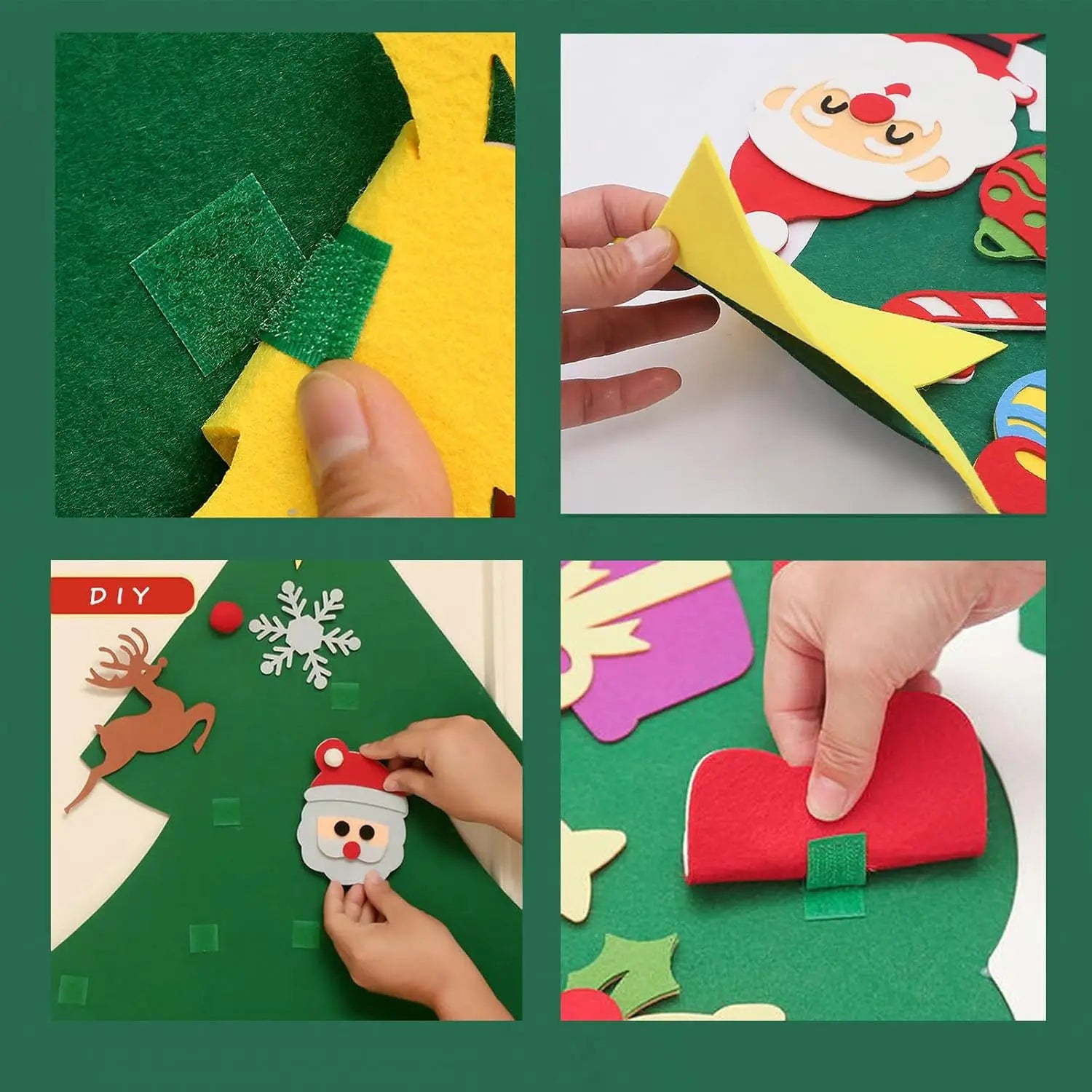 Felt Christmas Tree with Ornaments DIY Cristmas Ornament Navidad Gifts Santa Claus New Year Door Wall Hanging Decorations