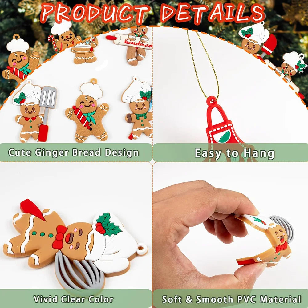 Christmas Decoration for Christmas Tree Ornaments Cooking Gingerbread Man Ornaments Hanging Decor for Tree Kitche Party Supplies