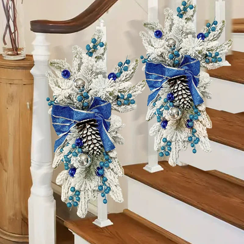 Festive Christmas Upside-Down Staircase Ornaments Home Wall Decorations Christmas Wreaths