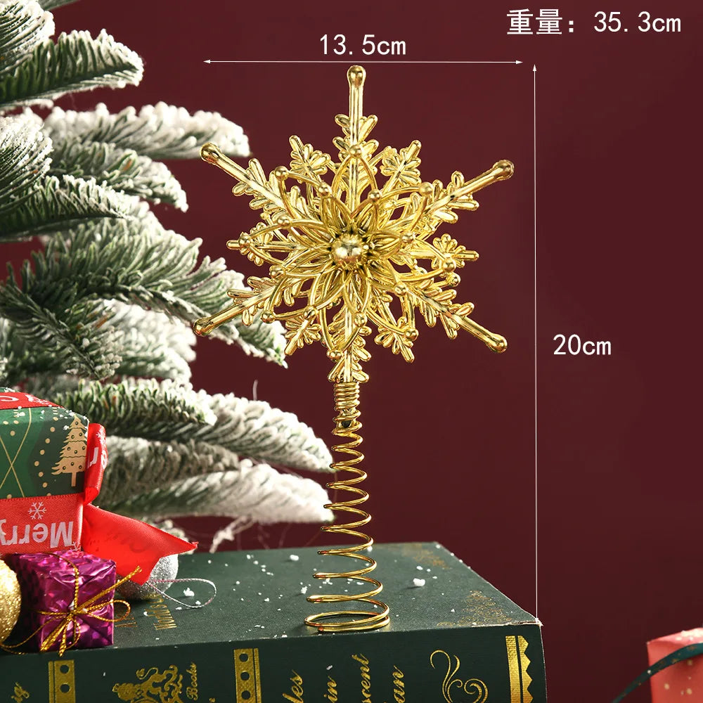 Gold Glitter Christmas Tree Top Iron Star Christmas Decorations For Home Xmas Tree Ornaments Navidad New Year 2024 Natal Noel