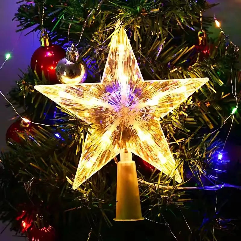 15/19cm Christmas Decoration Glowing Tree Topper Glitter Shining Star Xmas Tree Ornaments for Home Decor Navidad New Year 2026