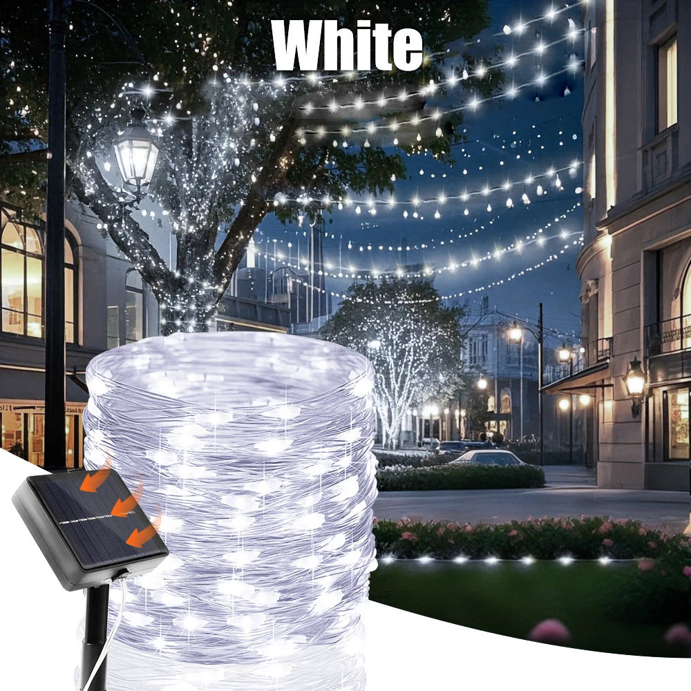 7M/12M/22M/32M/42M Solar Christmas String Lights IP65 Waterproof Christmas tree lights 8 modes Halloween Party Fairy Lights