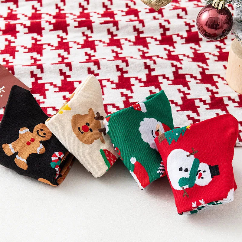 4 Pairs/Lot Children Girls Socks Christmas Socks For Kids Cotton 3-14 Years Comfortable Toddler Leg Warmers Boys Long Socks