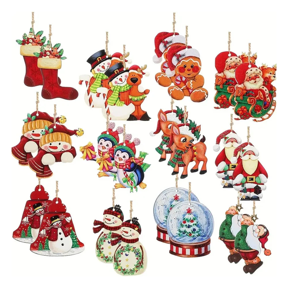 Christmas Wooden Hanging Decorations Courtyard Bar Shop Party Scene Decorate Christmas Tree Decorative Ornaments
