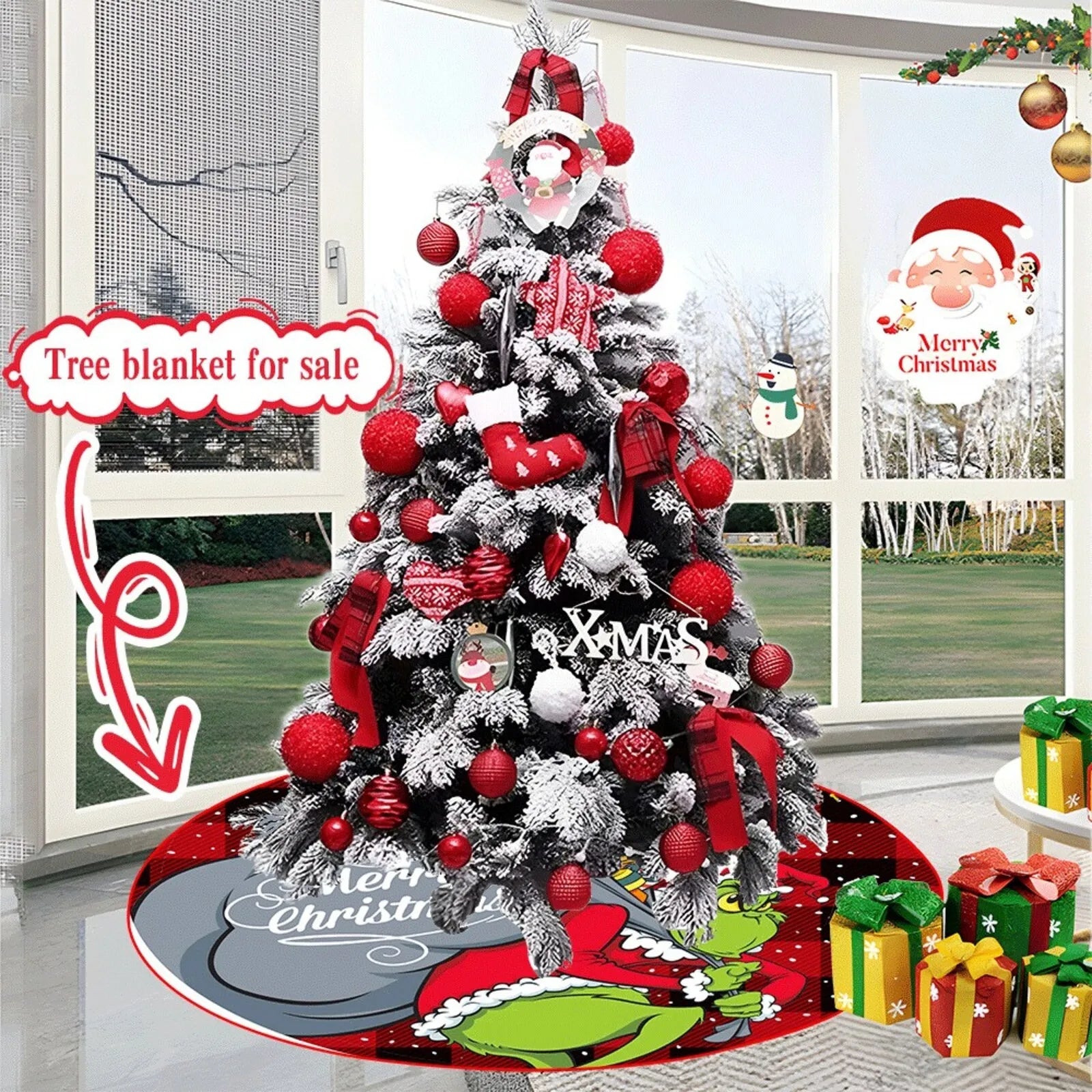 Christmas Tree Skirt Decoration For Home Xmas Tree Decorations Skirt Ornament Festive Holiday Party Decorations Indoor Outdoor