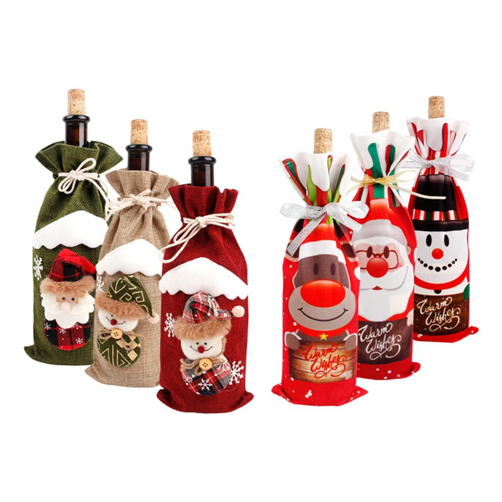 Christmas Wine Bottle Cover Merry Christmas Decoration For Home 2024 Christmas Ornaments Decor Happy New Year 2025 Navid Noel