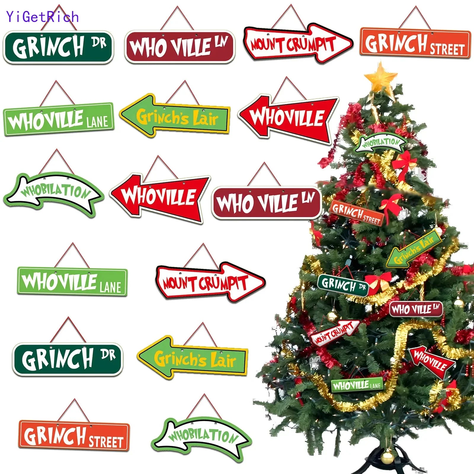 Christmas Tree Decorations - 16Pcs Grinchs Christmas Tree Hanging Ornament Holiday Xmas Grinchs Grinchs Christmas Decor Gifts