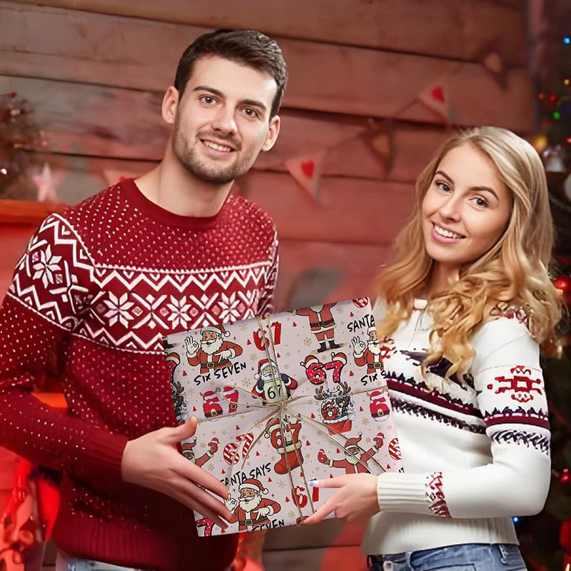 67 Santa-themed Christmas Wrapping Paper, 6 7 Children's Gift Wrap, 67 Humorous Christmas Wrap