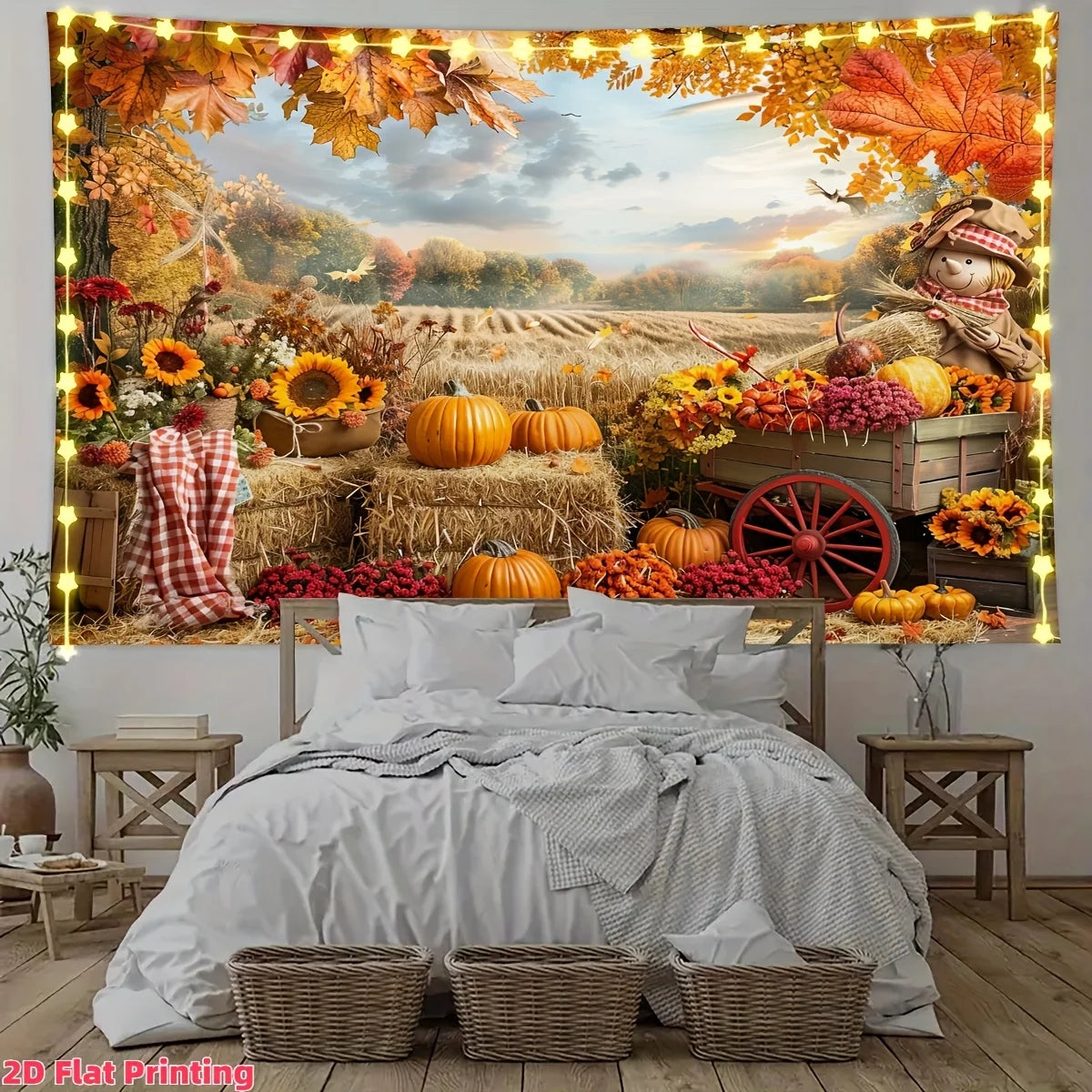 1pc Autumn Thanksgiving Photo Background - Vivid Autumn Pumpkin Harvest Scene