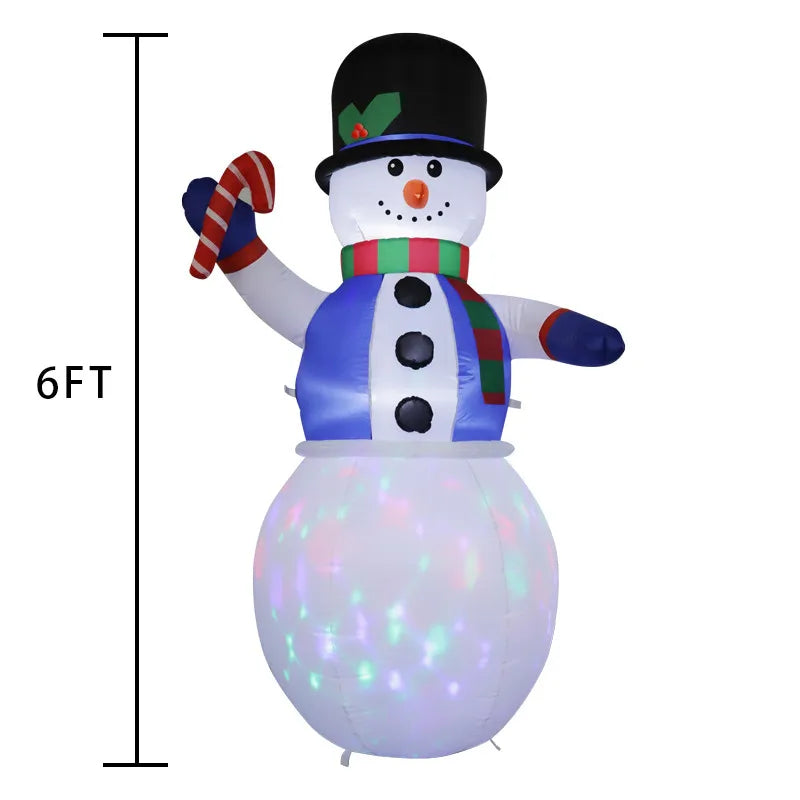 Christmas Decoration 1.8m Inflatable Gentleman Snowman with LED Lights Xmas New Year Party Indoor Outdoor Inflatable Ornament