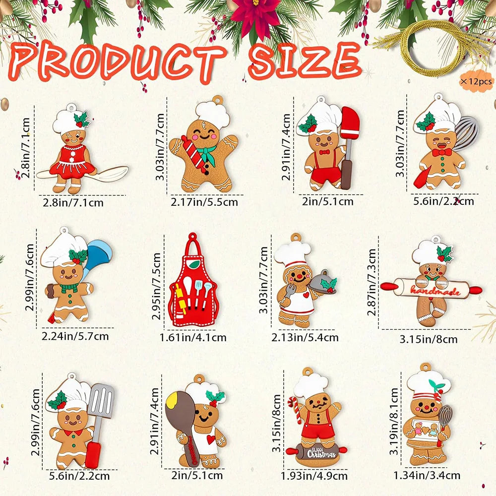 Christmas Decoration for Christmas Tree Ornaments Cooking Gingerbread Man Ornaments Hanging Decor for Tree Kitche Party Supplies
