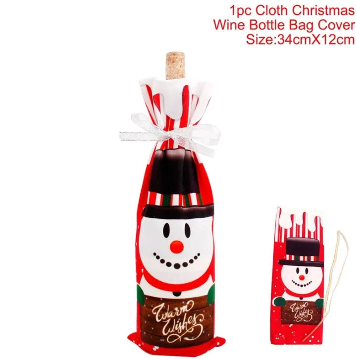 Christmas Wine Bottle Cover Merry Christmas Decoration For Home 2024 Christmas Ornaments Decor Happy New Year 2025 Navid Noel