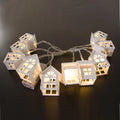 Wooden House Shaped Christmas LED String Lights Xmas Tree Hanging Lights Wood House LED Fairy Lamp for Christmas Home Noel 2024