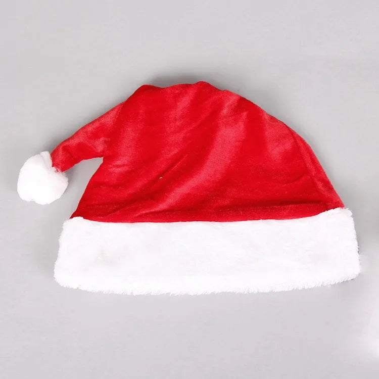 Christmas Black Red Plush Hat Santa Novelty Hat Kids Christmas Decorations For New Year Home Santa Claus Gift Party Supplies