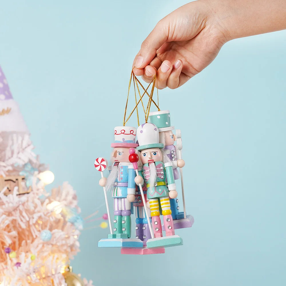 4PCS Macaron Candy Series Nutcracker Puppet Soldier 12CM Christmas Tree Pendant Party Decorations Home Decorations Holiday Gifts