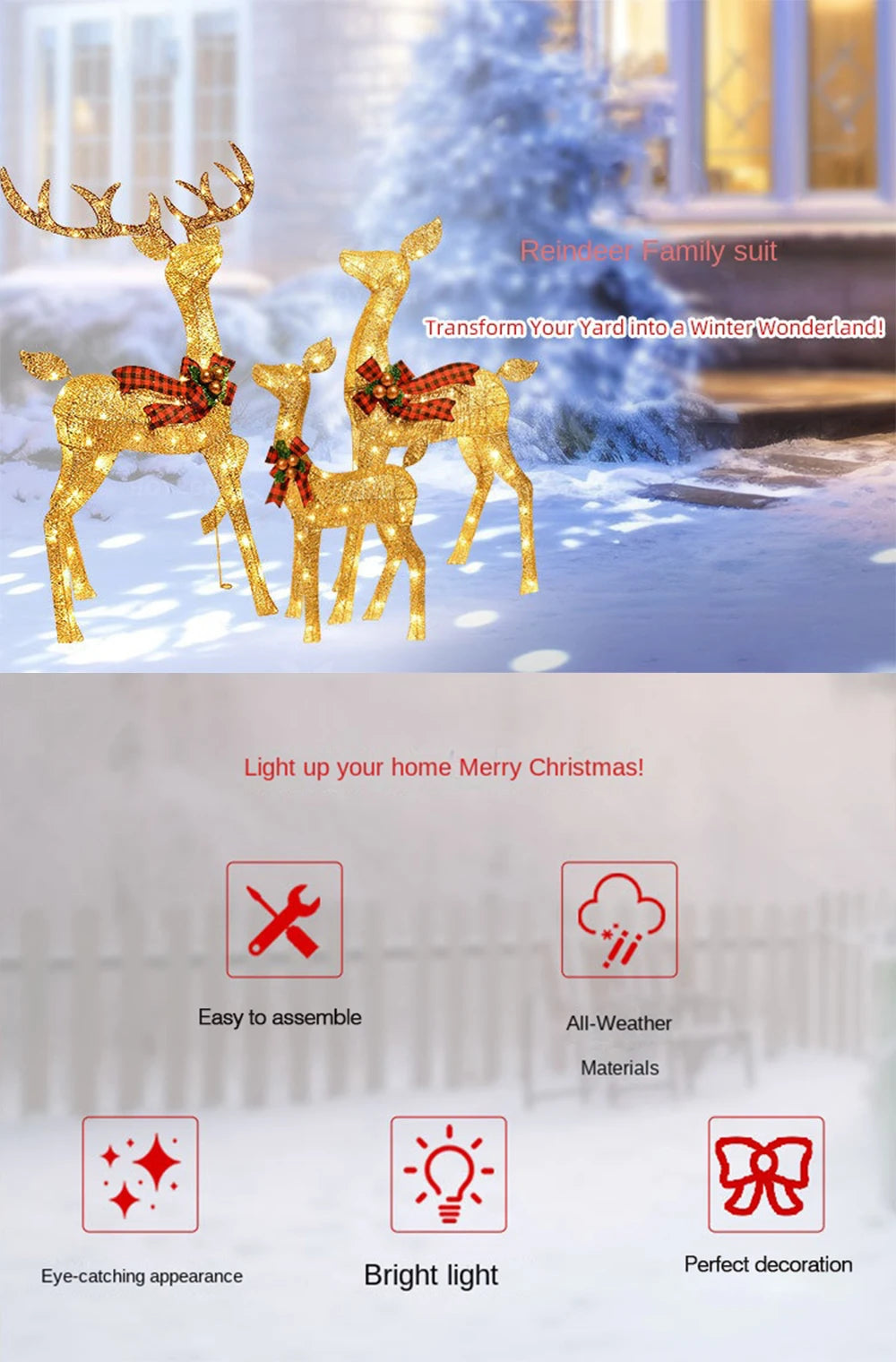 Christmas decorations Christmas Glow deer decorations mother and son deer ornaments Outdoor layout reindeer lights