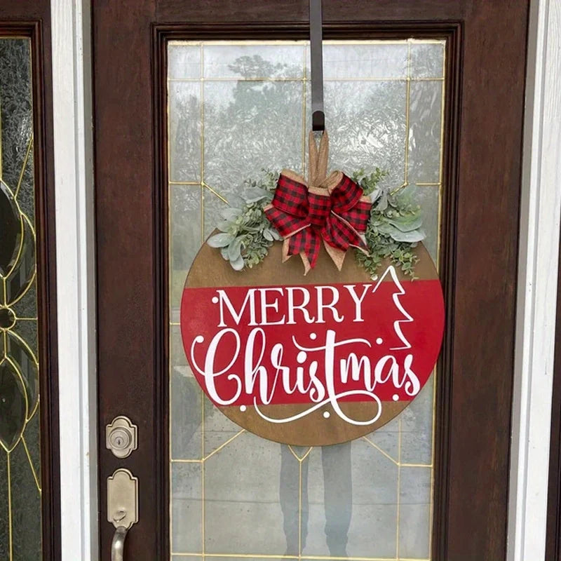 3pcs Christmas Decorations Wooden Welcome Sign and Christmas Hanging Door Banner Merry Christmas Decorations for Home Xmas