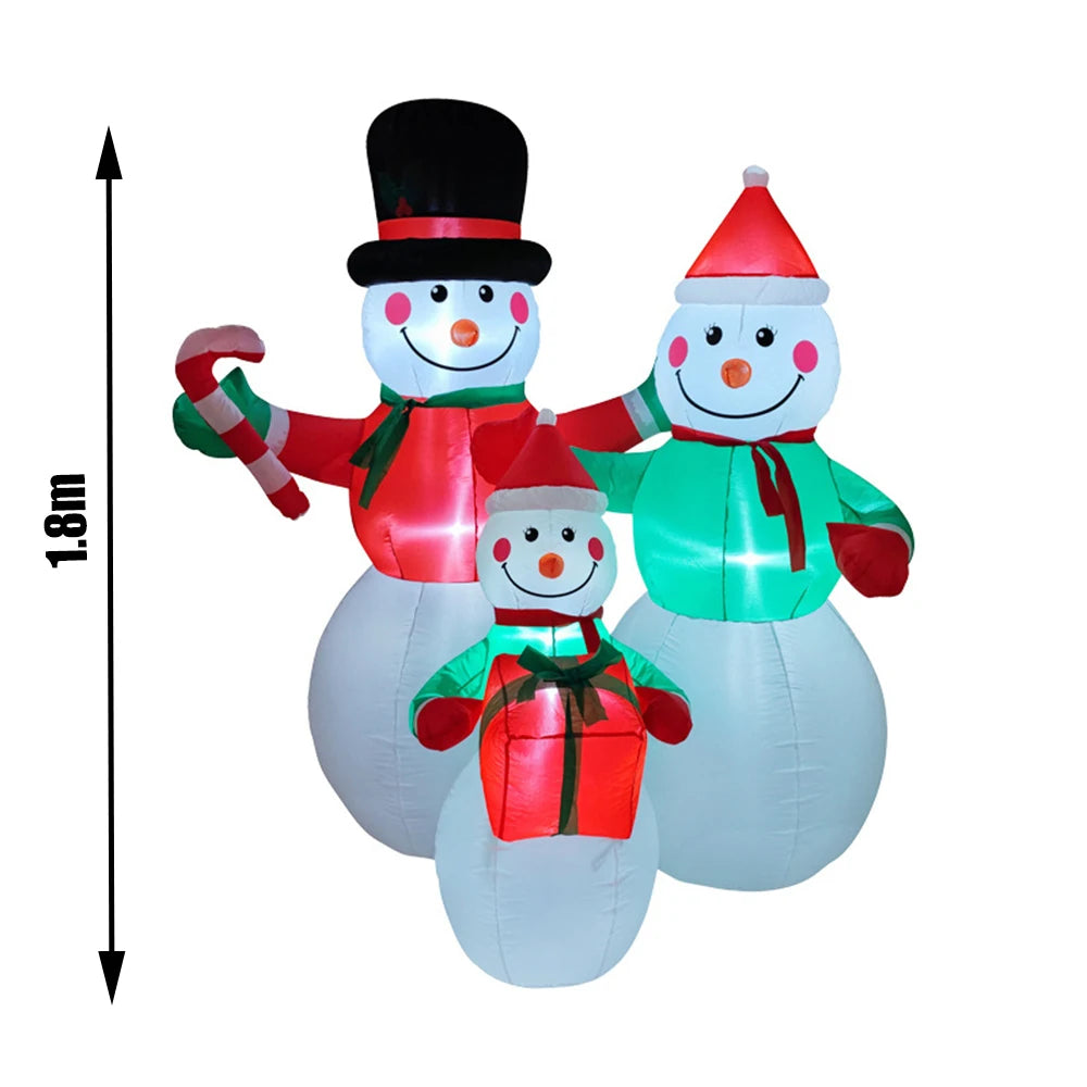 1.8m Christmas Inflatable Snowman Airblown Decor with LED Light Christmas Outdoor Courtyard Garden Doorway Ornaments Party Props