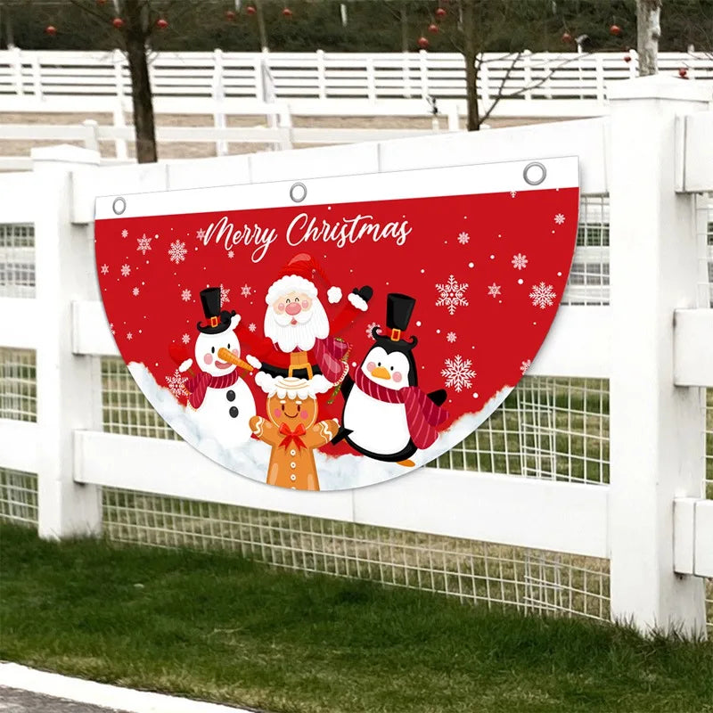 Christmas Outdoor Fan-shaped Flag Banner Merry Christmas Decoration for Home 2024 Xmas Ornament Navidad Natal Noel New Year 2025