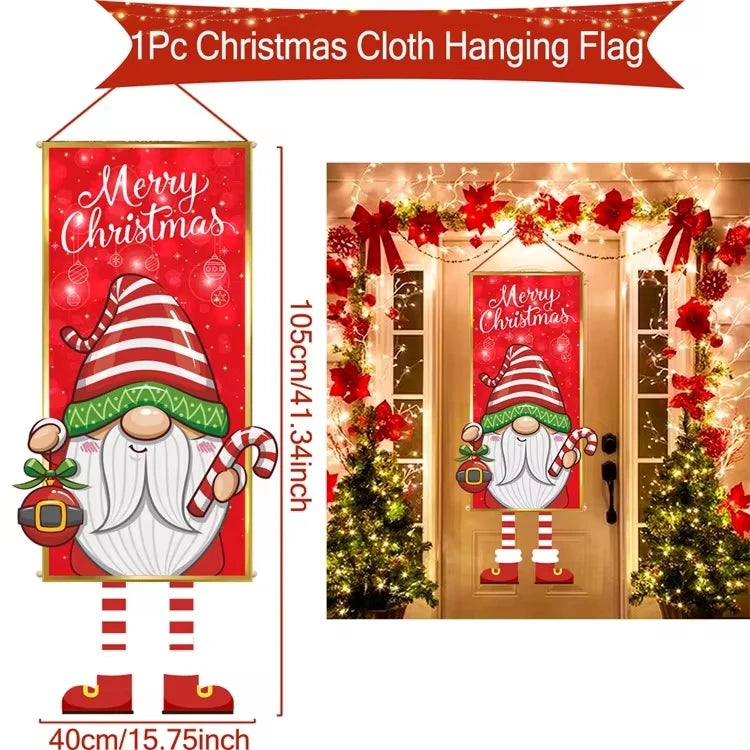 Merry Christmas Hanging Flag Christmas Decorations For Home 2024 Christmas Door Banner Xmas Gifts Navidad Happy New Year 2025